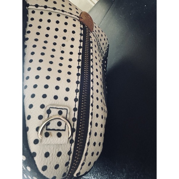 Fossil Sydney Satchel Black & Cream Polka Dot Small Hand Bag Purse Shoulder Bag - Picture 10 of 14